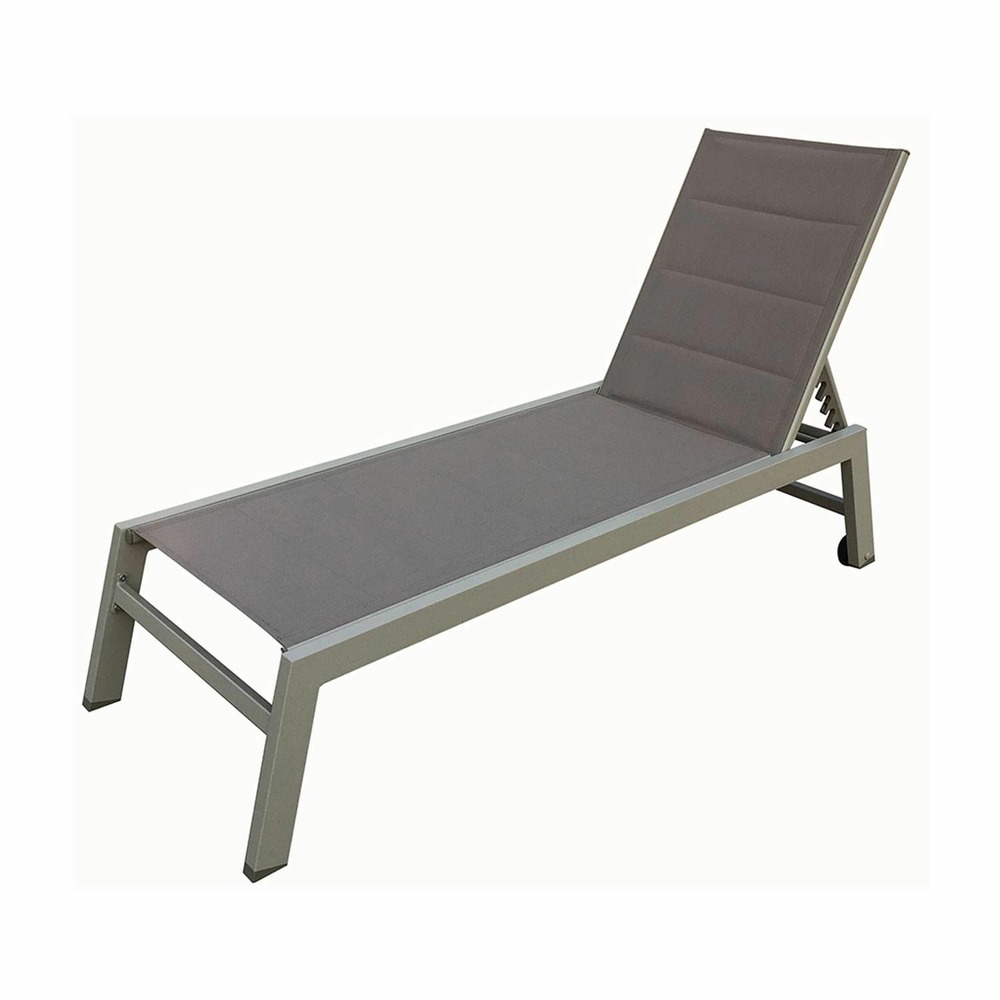 Baisao - bain de soleil droit textilène aluminium - inclinable et confortable - léger et facile à déplacer - roulettes arrière -