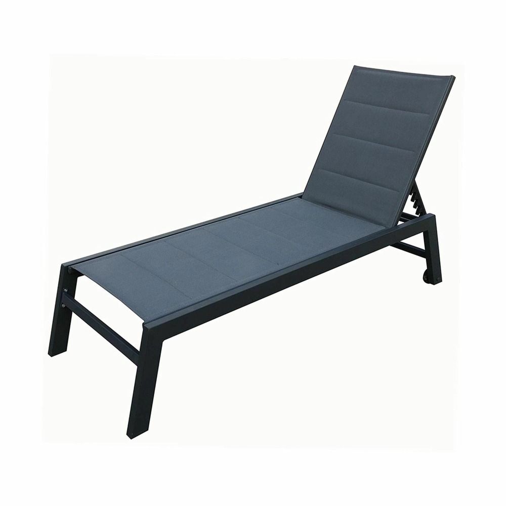Baisao - bain de soleil droit textilène aluminium - inclinable et confortable - léger et facile à déplacer - roulettes arrière -