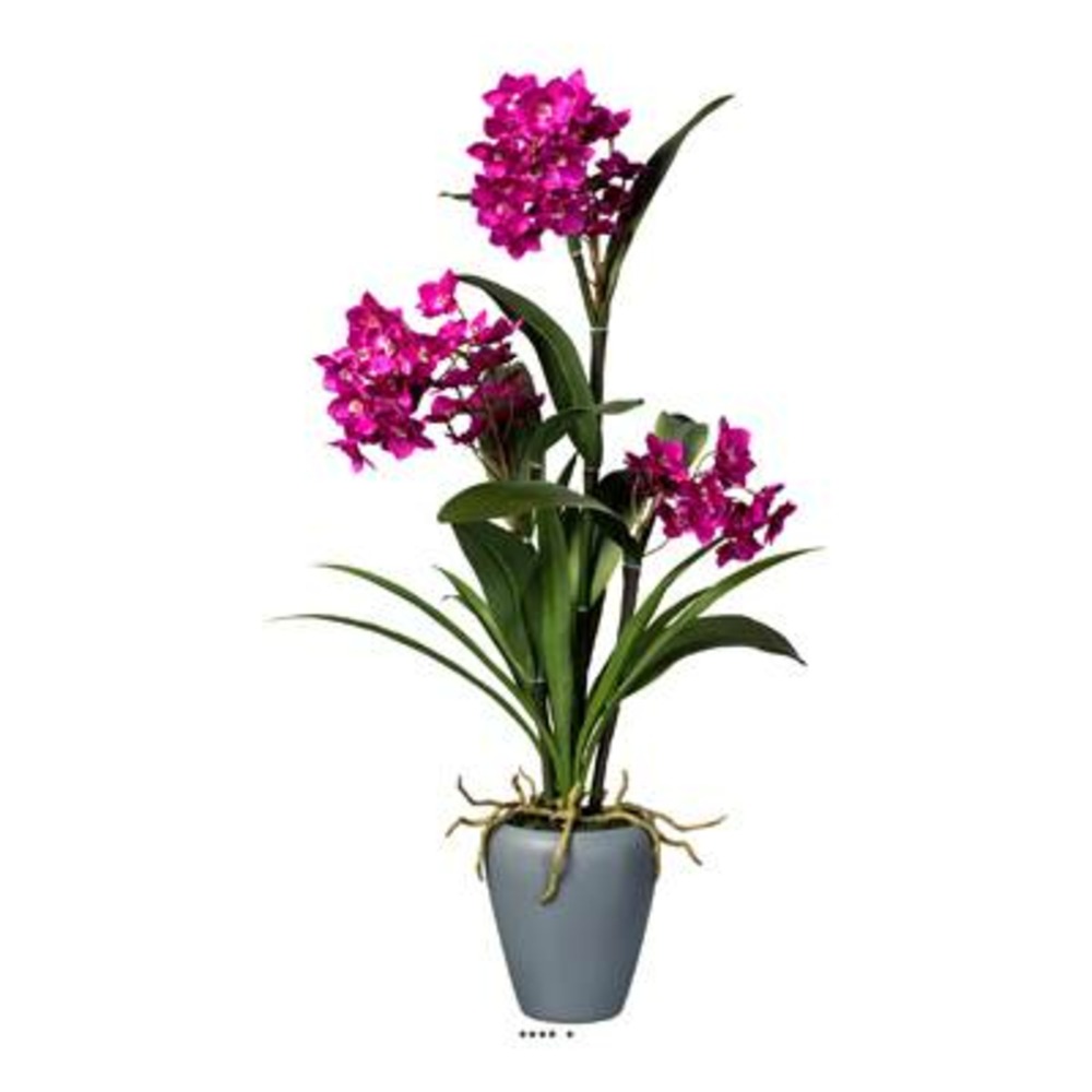 OrchidÃ©e Dendrobium artificielle, vase gris