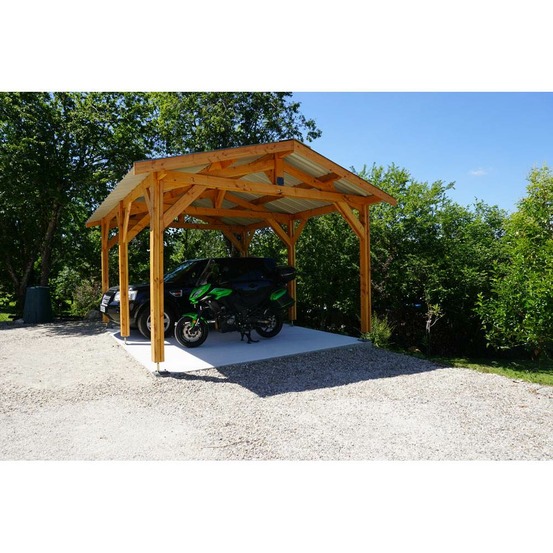 Abri deux pentes, 450cmx750cm, bois douglas français, carport, auvent, abri voiture