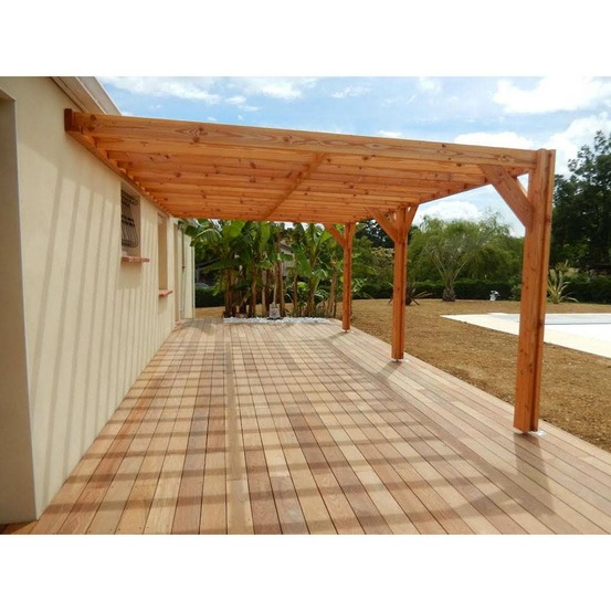 Pergolas adossée, 500cmx500cm, bois douglas français, carport, auvent, abri terrasse
