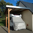 Abri toit plat adossé, 450cmx750cm, bois douglas français, carport, auvent, abri camping-car