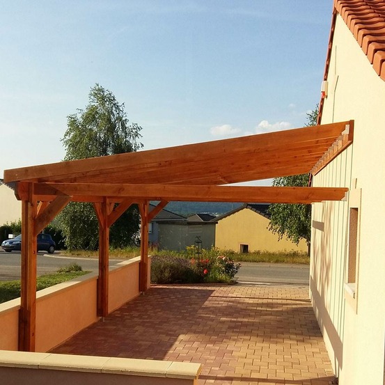 Abri une pente adossé, 500cmx1250cm, bois douglas français, carport, auvent, abri voiture