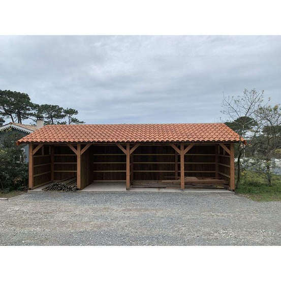 Abri une pente, 500cmx1250cm, bois douglas français, carport, auvent, abri voiture