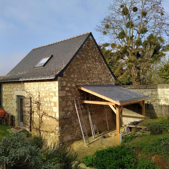 Abri une pente adossé, 300cmx400cm, bois douglas français, carport, auvent, abri voiture