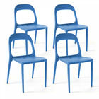 Lot de 4 chaises en plastique bleu