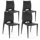 Lot de 4 chaises en plastique noir