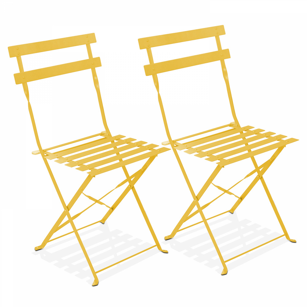 Lot de 2 chaises pliantes en acier jaune