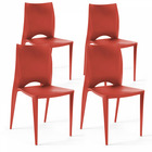 Lot de 4 chaises en plastique rouge