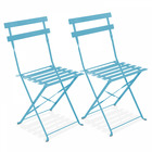 Lot de 2 chaises pliantes en acier bleues