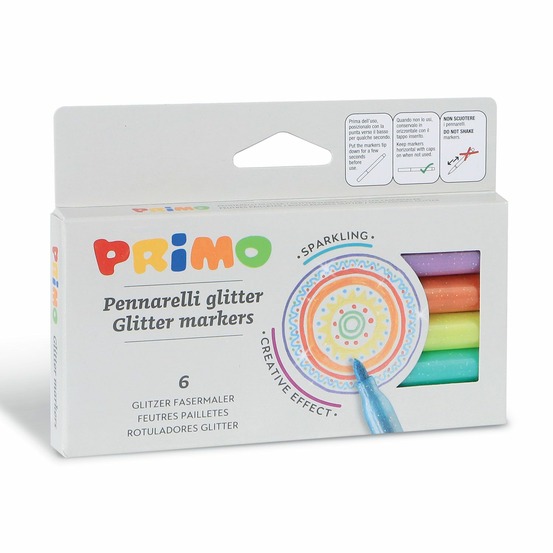 6 feutres pailletés pointe ø 2 mm