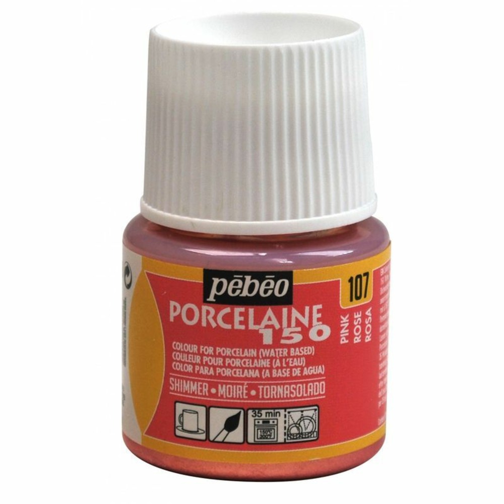 Peinture à l'eau moirée pour porcelaine - rose - 45 ml