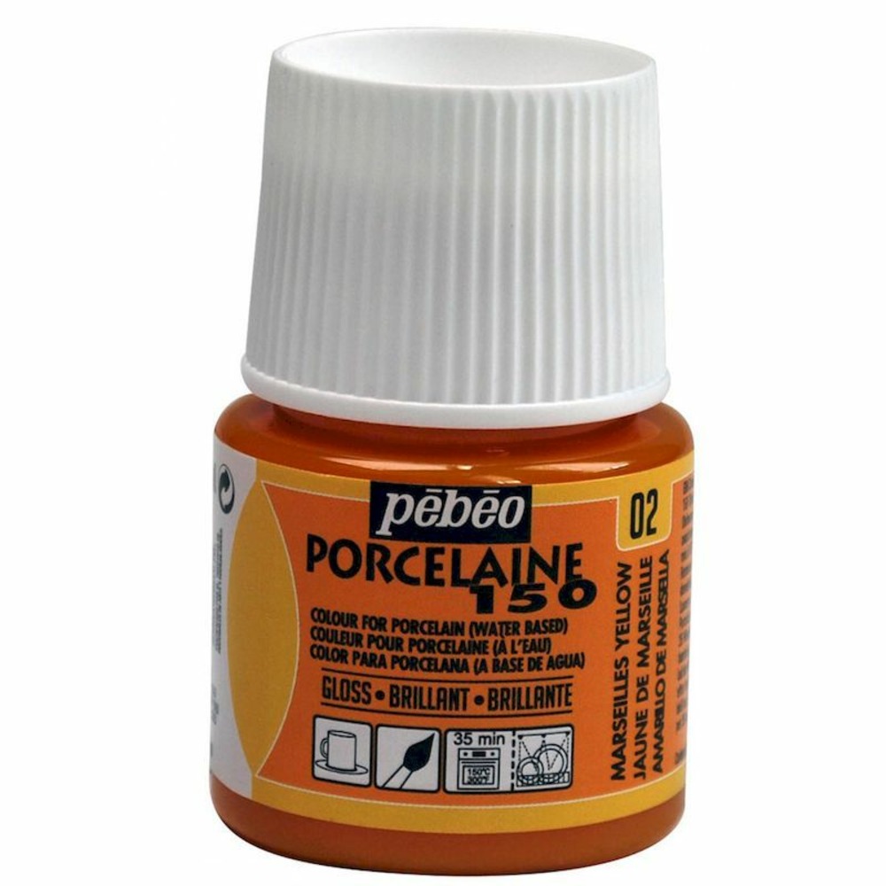 Peinture à l'eau brillante pour porcelaine - jaune - 45 ml