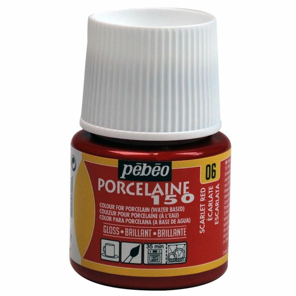 Peinture à l'eau brillante pour porcelaine - rouge écarlate - 45 ml