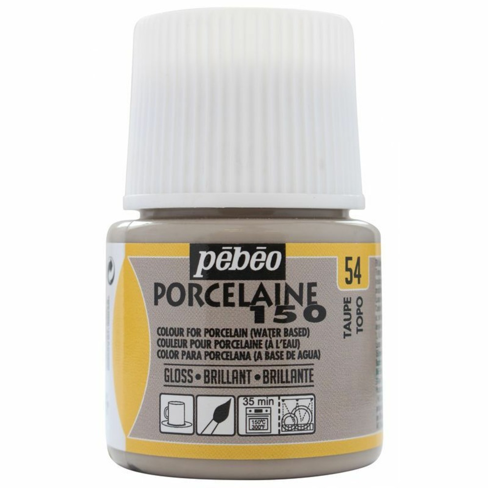 Peinture à l'eau brillante pour porcelaine - taupe - 45 ml