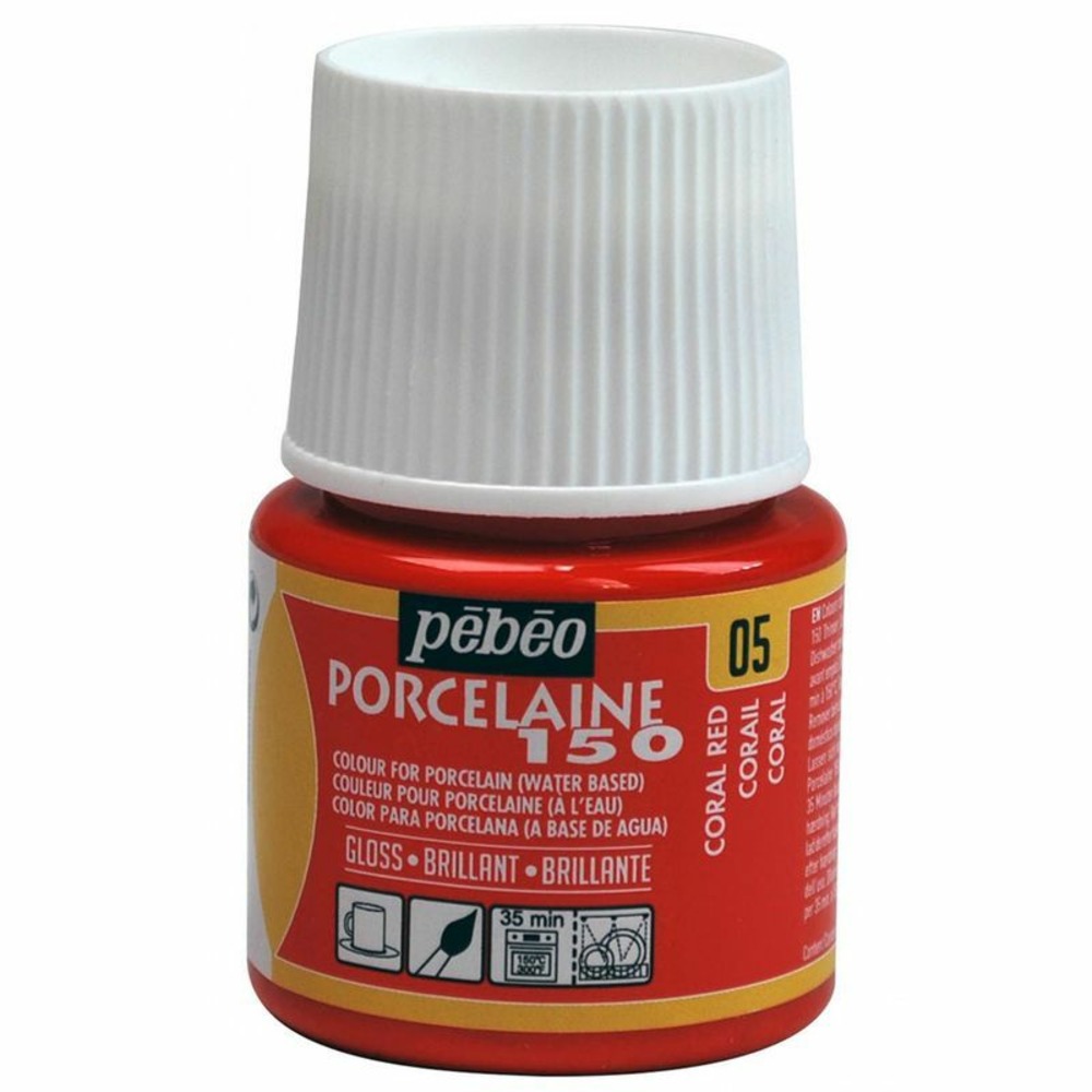 Peinture à l'eau brillante pour porcelaine - corail - 45 ml