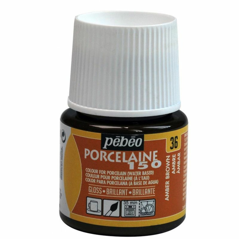 Peinture à l'eau brillante pour porcelaine - ambre - 45 ml