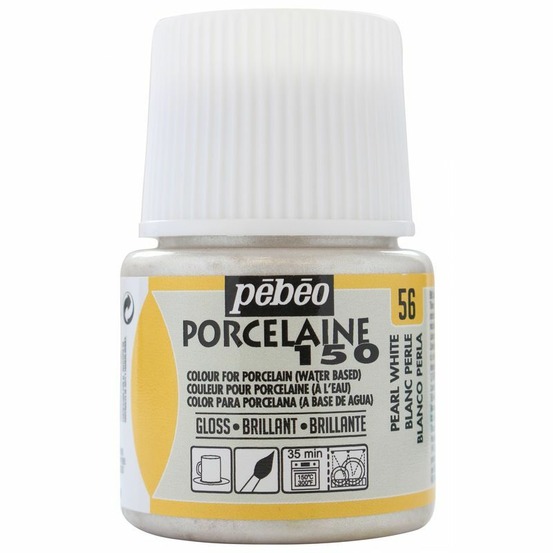 Peinture à l'eau brillante pour porcelaine - blanc perle - 45 ml