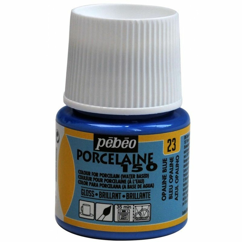 Peinture à l'eau brillante pour porcelaine - bleu opalin - 45 ml