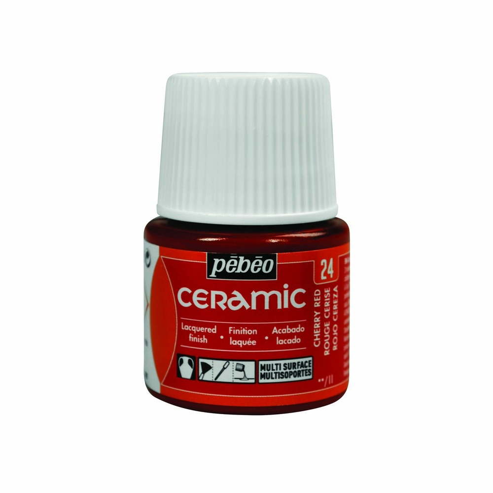 Peinture céramique et multi-surfaces - rouge cerise - 45 ml