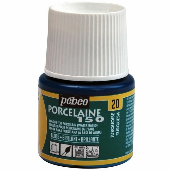 Peinture à l'eau brillante pour porcelaine - turquoise - 45 ml