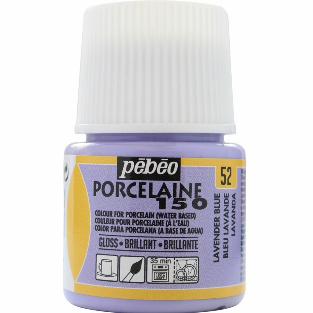 Peinture à l'eau brillante pour porcelaine - bleu lavande - 45 ml