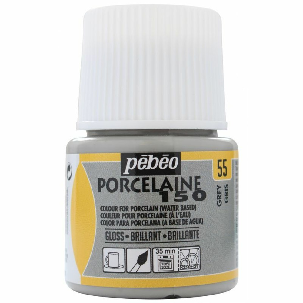 Peinture à l'eau brillante pour porcelaine - gris - 45 ml