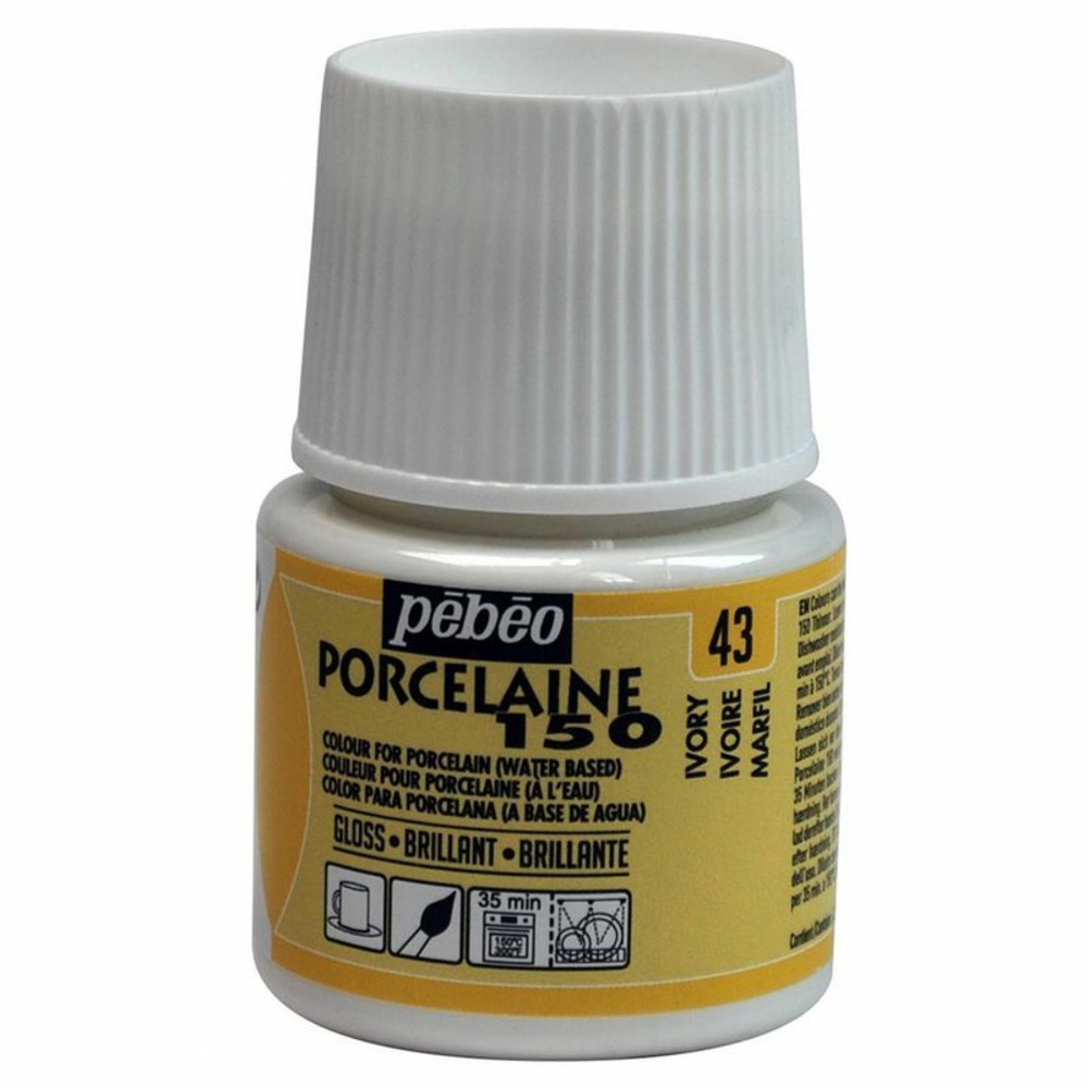 Peinture à l'eau brillante pour porcelaine - ivoire - 45 ml