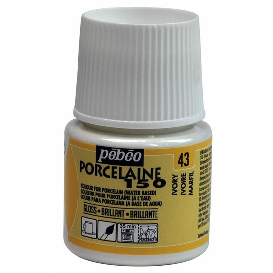 Peinture à l'eau brillante pour porcelaine - ivoire - 45 ml