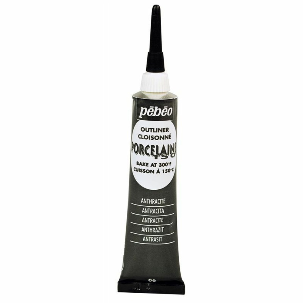 Peinture à l'eau brillante pour porcelaine - anthracite - 20 ml
