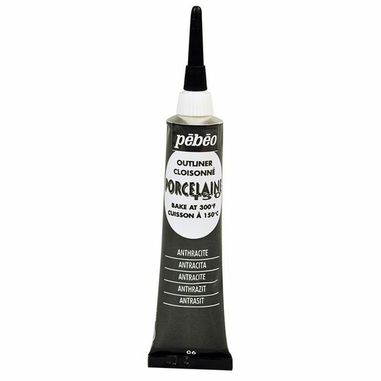 Peinture à l'eau brillante pour porcelaine - anthracite - 20 ml