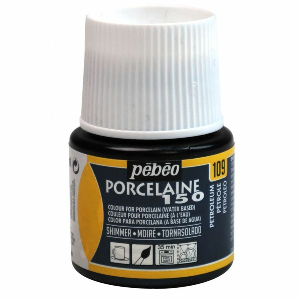 Peinture à l'eau moirée pour porcelaine - pétrole - 45 ml