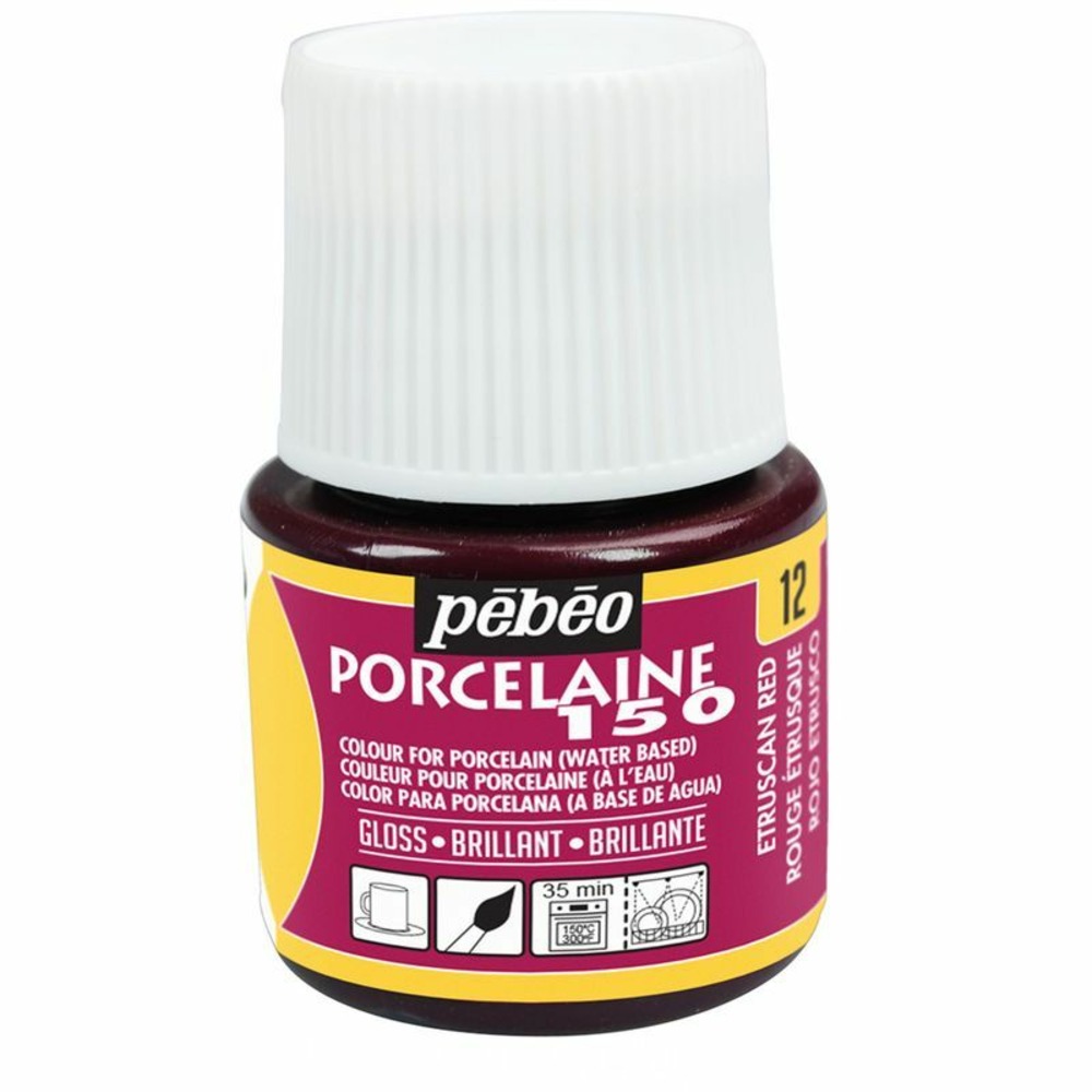 Peinture à l'eau brillante pour porcelaine - rouge étrusque - 45 ml