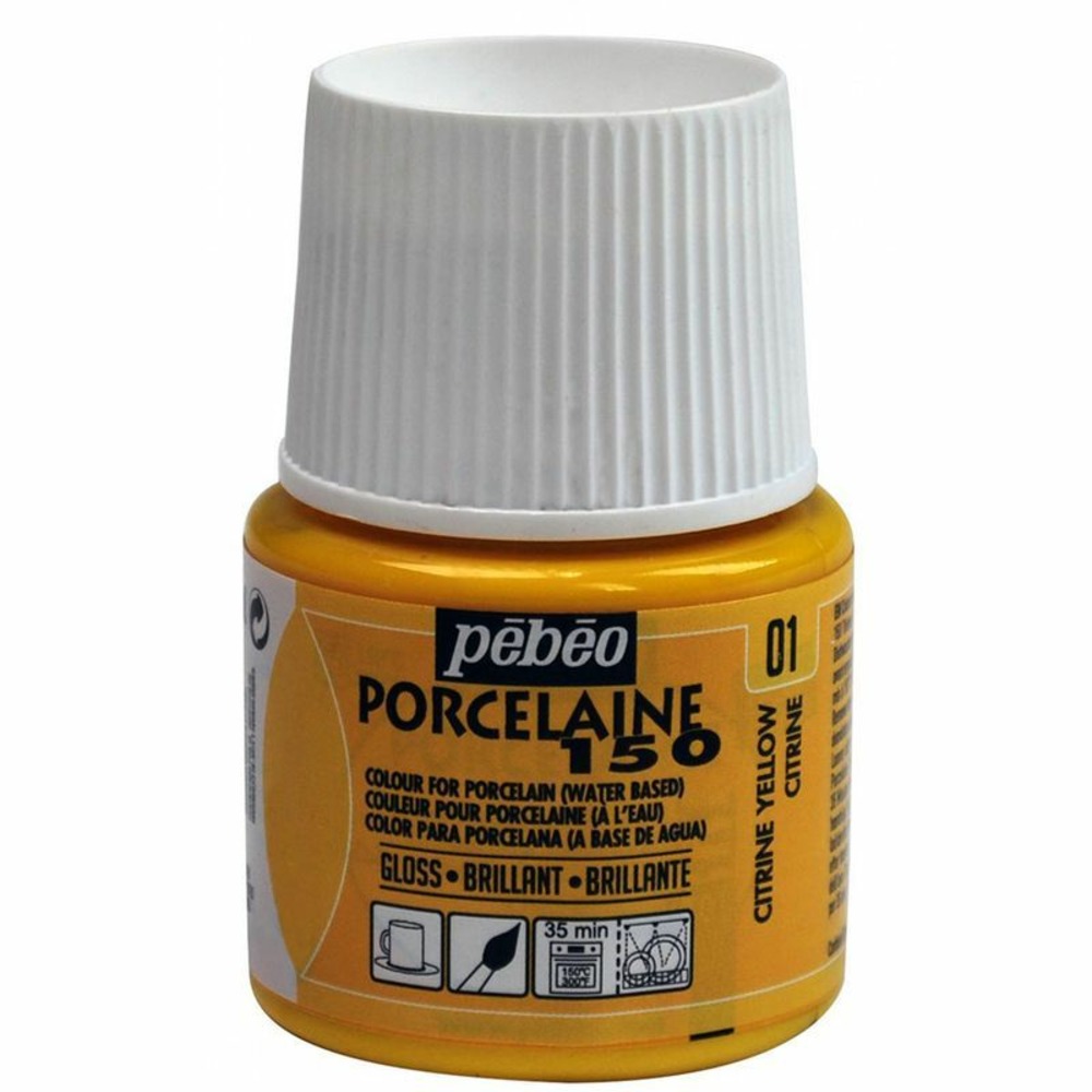 Peinture à l'eau brillante pour porcelaine - jaune citrine - 45 ml