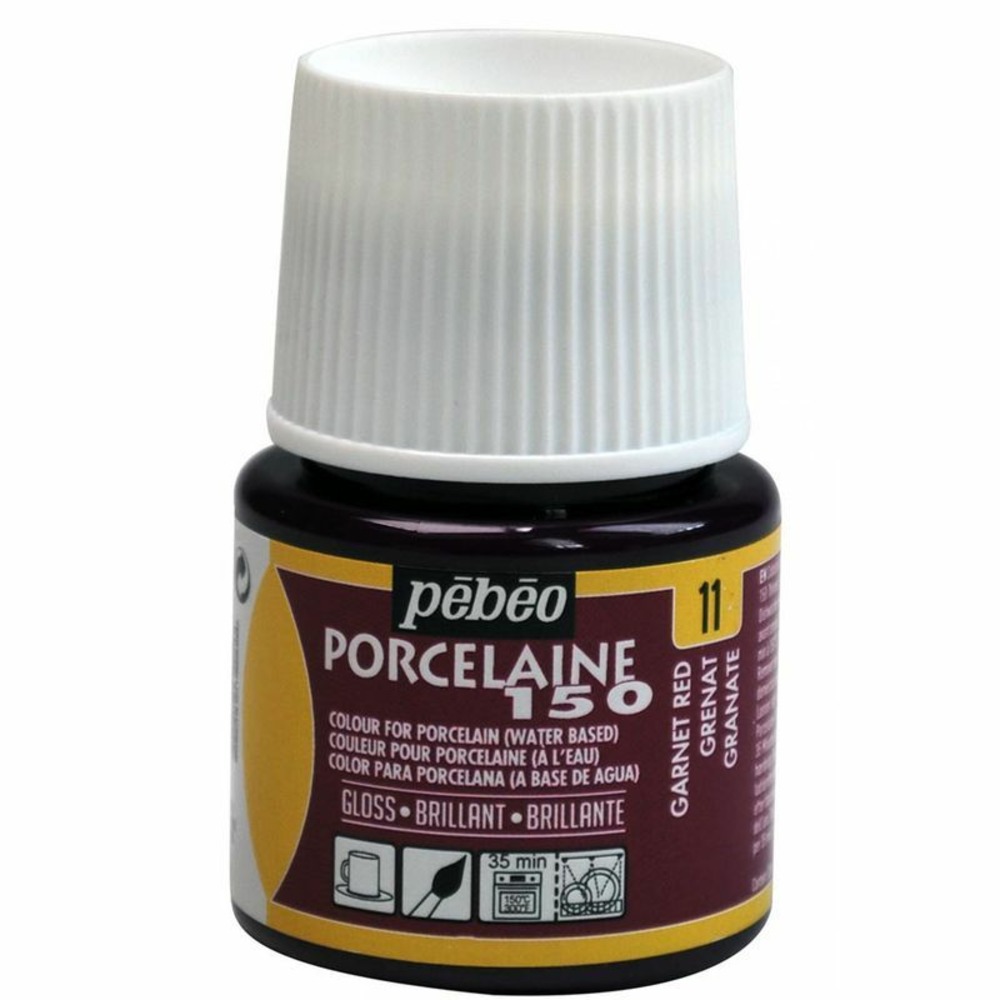Peinture à l'eau brillante pour porcelaine - grenat - 45 ml