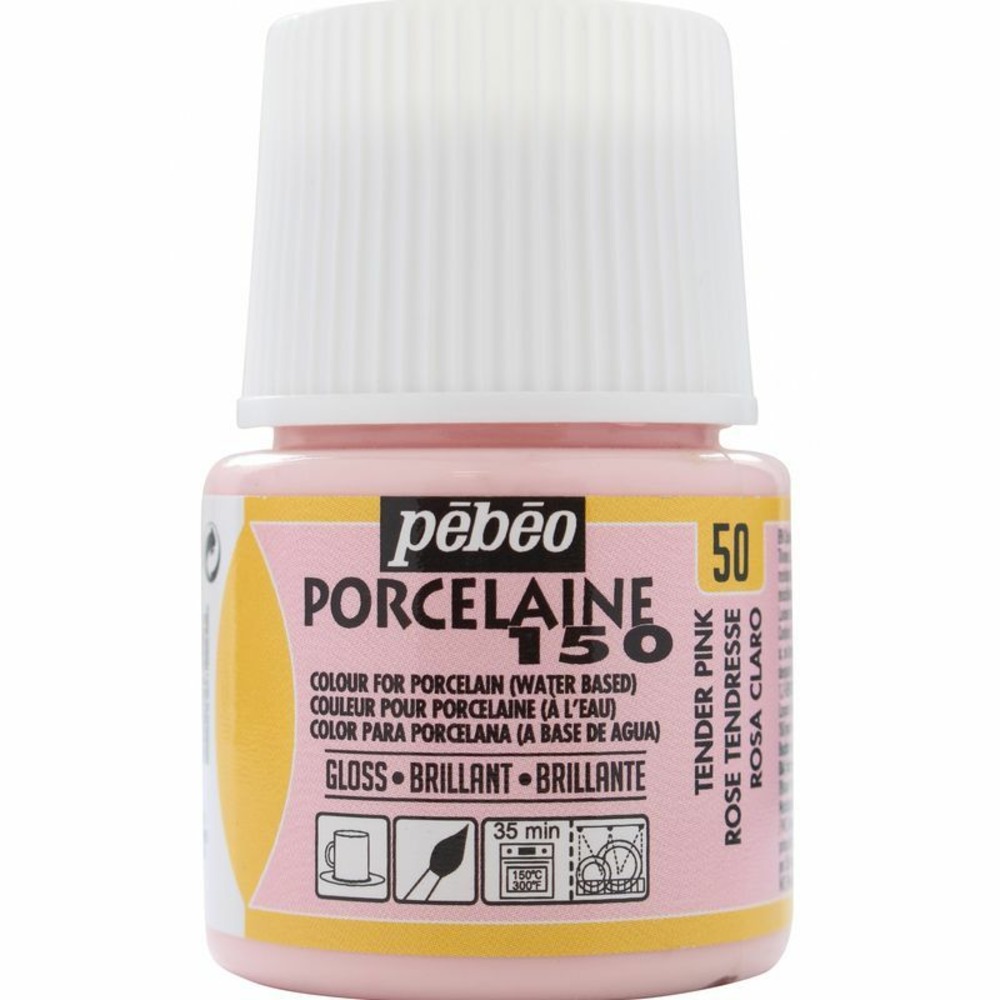 Peinture à l'eau brillante pour porcelaine - rose tendresse - 45 ml