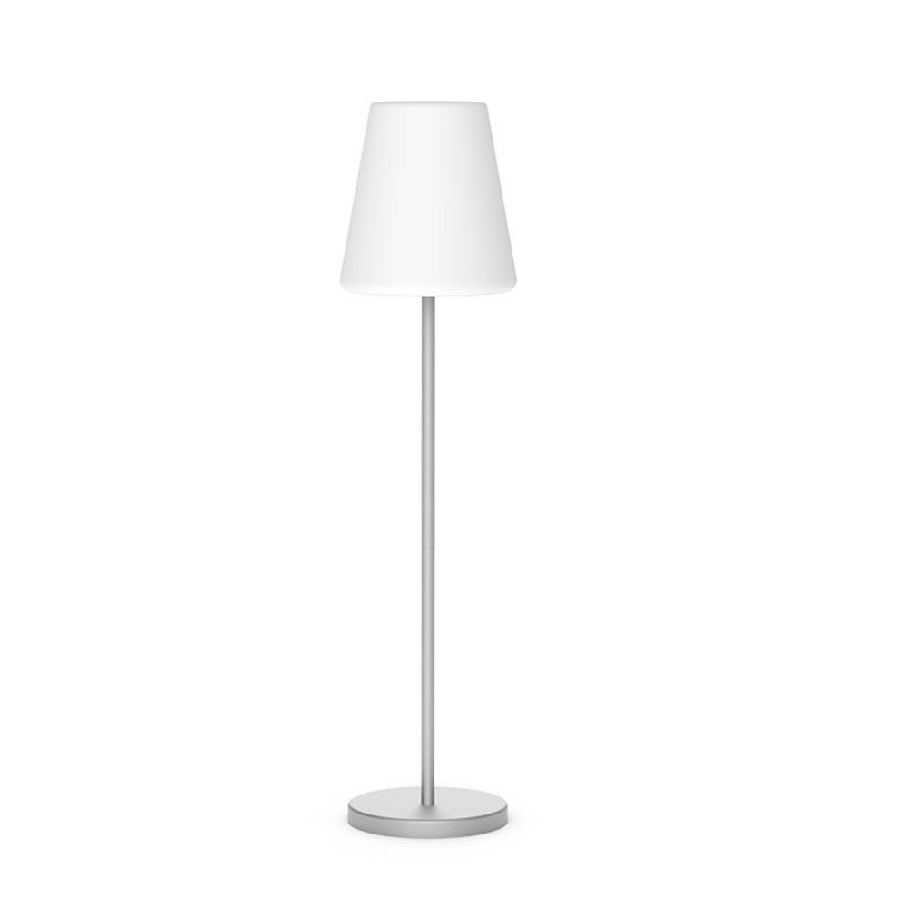 Lampadaire lola slim pied en métal gris spacial solaire+batterie rechargeable led rgb avec télécommande 120cm
