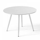 Table basse de jardin ronde en métal blanc 40 cm