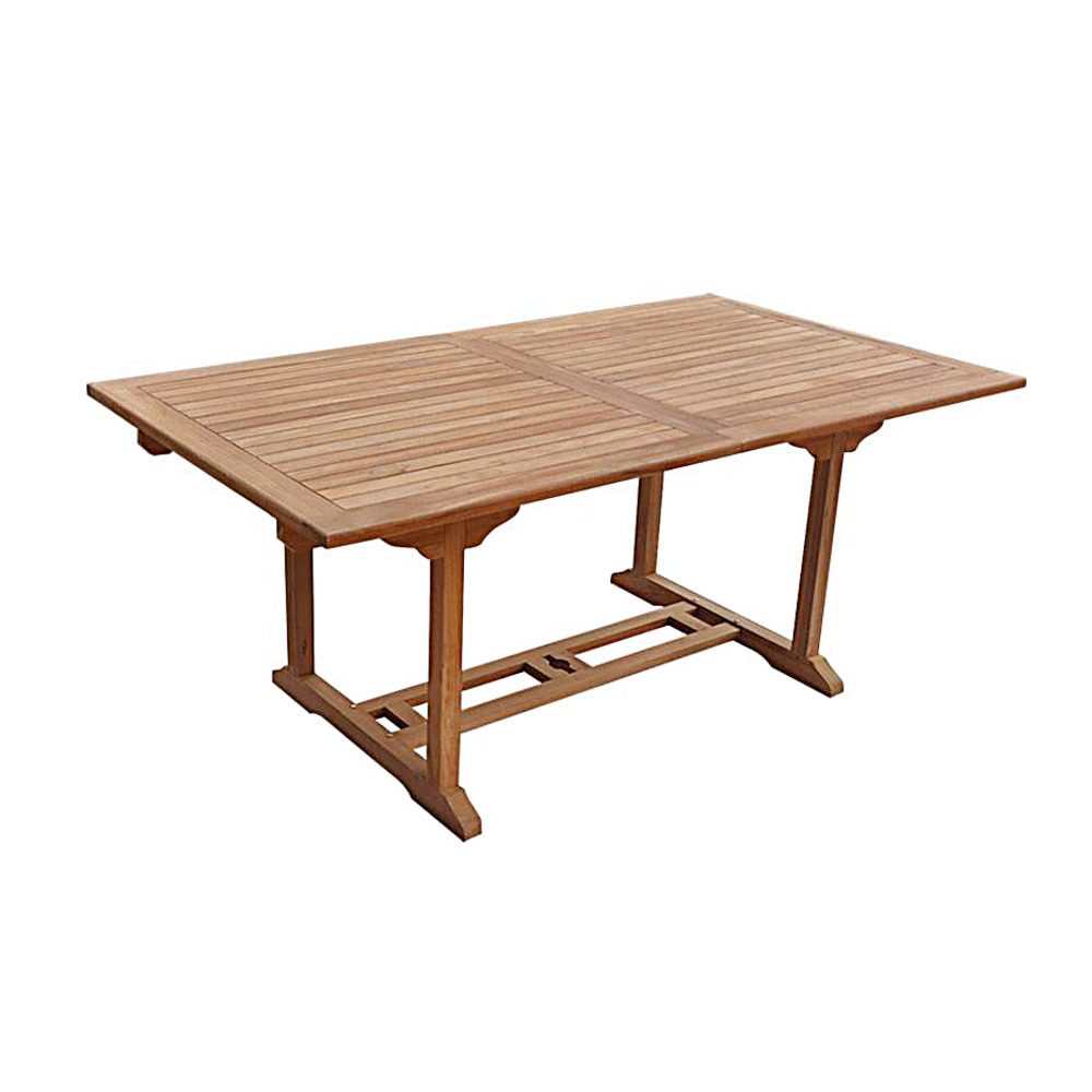 Salento - table de jardin rectangulaire extensible en teck - longueur 180 à 240 cm - rallonge papillon - 8 personnes