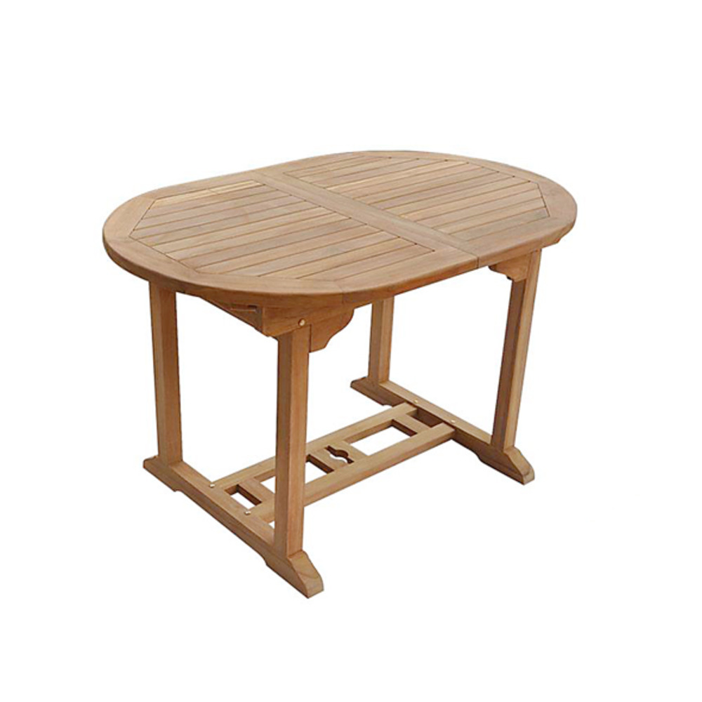 Salento - table de jardin ovale extensible en teck - longueur 120 à 170 cm - rallonge papillon - 6 personnes