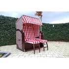 Chaise inclinable de jardin résine tressée et tissu rouge/blanc