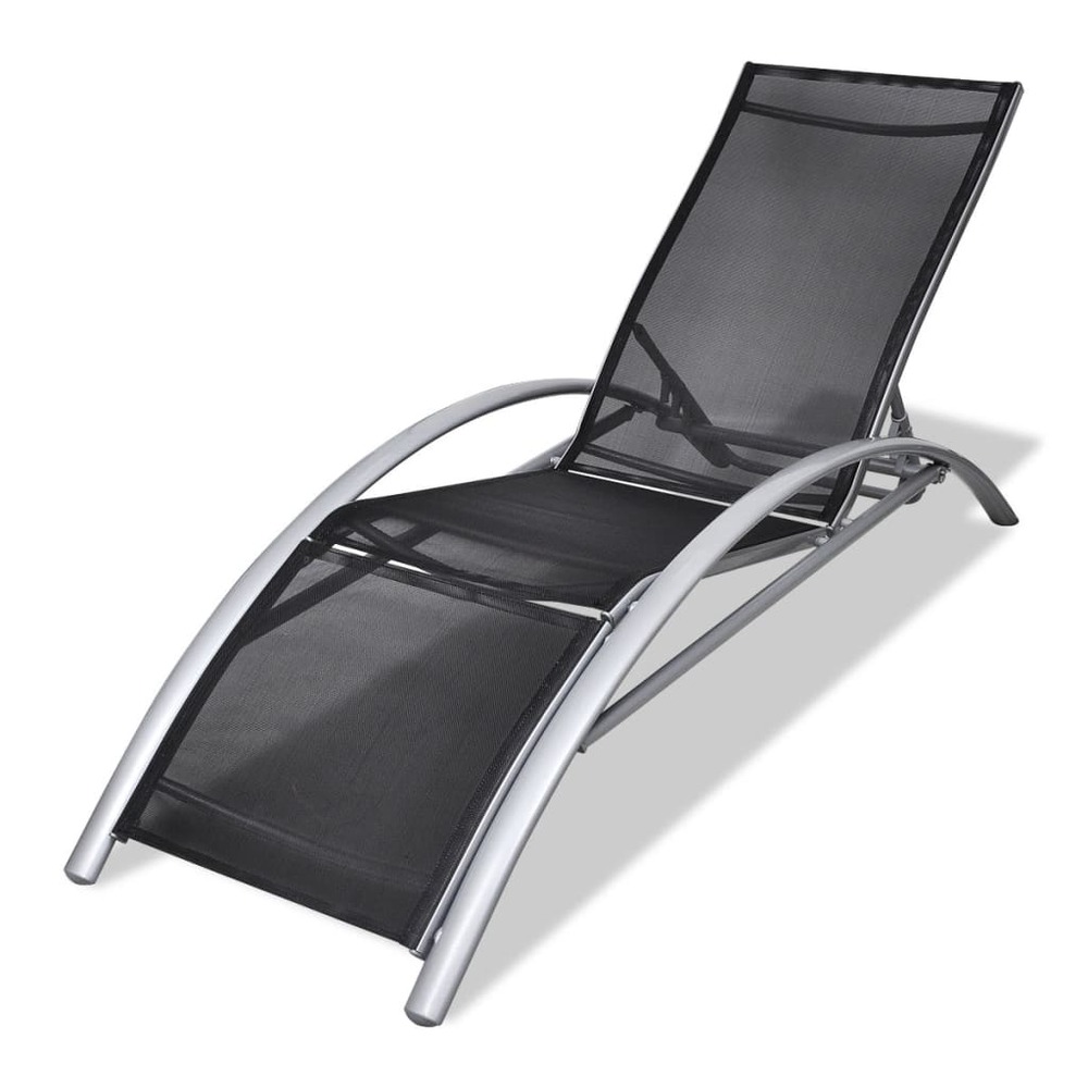 Chaise longue cadre en aluminium et textilène noir