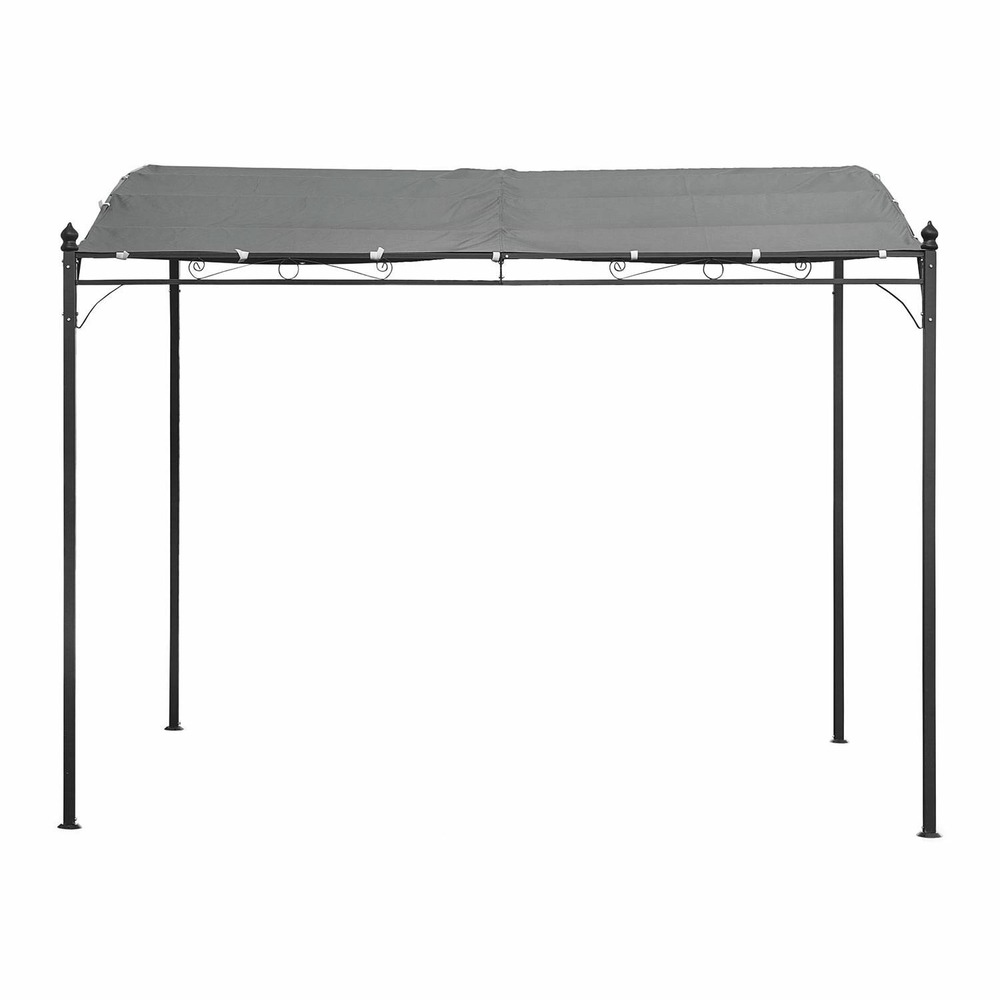 Legzira - pergola murale acier - toile polyester déperlante et résistante aux uv avec scratch - grise - 3x2,5m