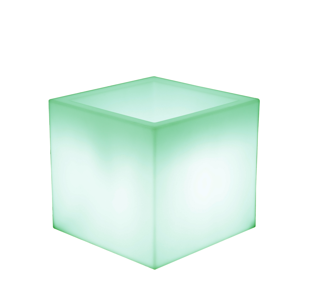 Pot carré lumineux narciso 50 solaire+batterie rechargeable led rgb avec télécommande 49,5x49,5x49,5cm