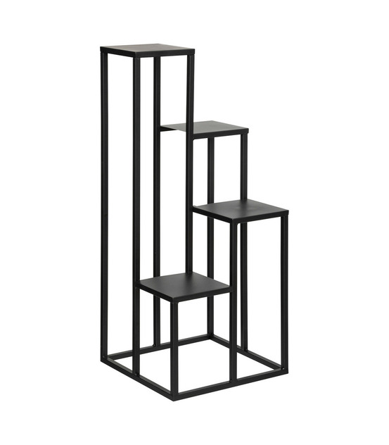 Étagère porte-plante 4 plateaux en métal noir h 86.5 cm