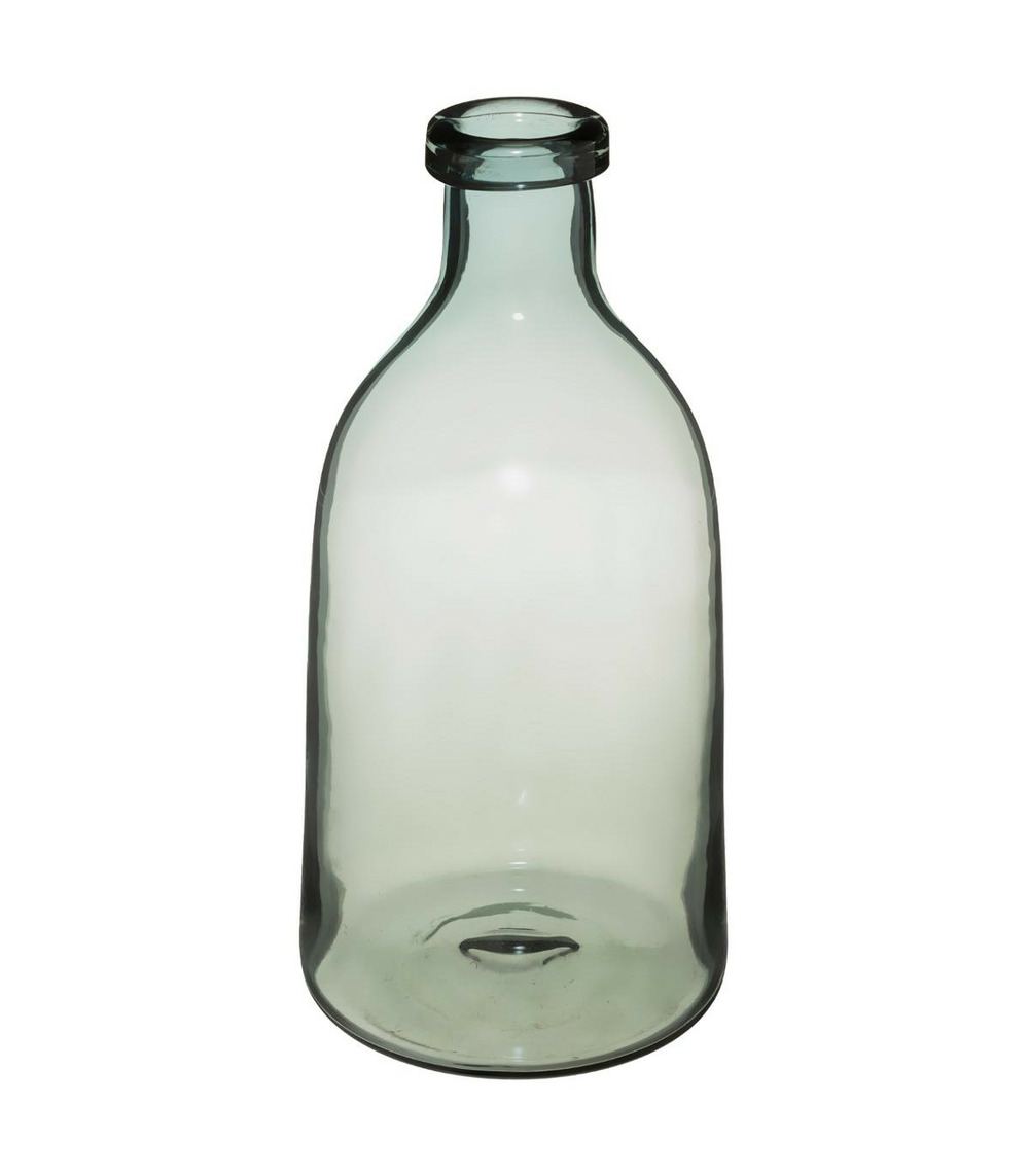 Vase bouteille en verre gris h 29 cm