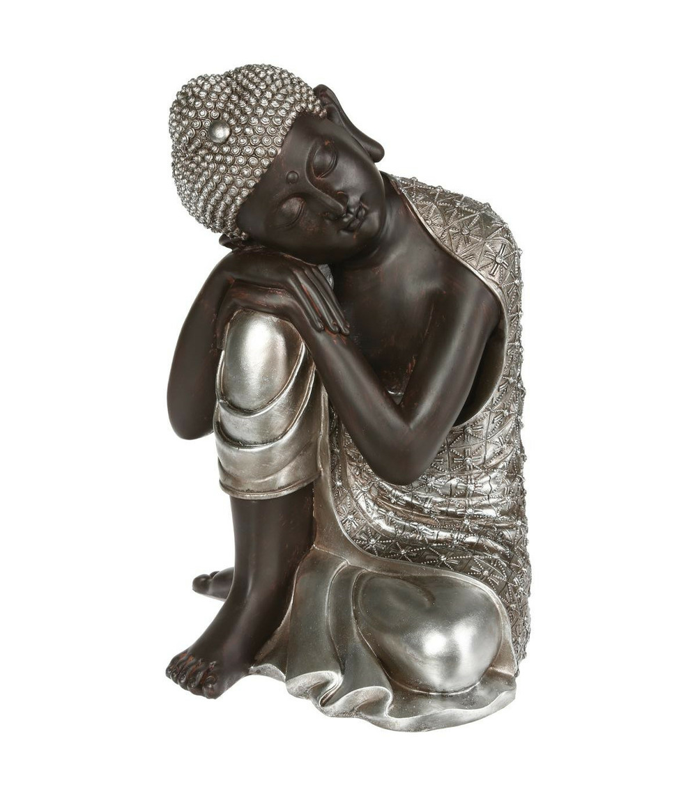 Objet décoratif bouddha marron et argenté h 36.5 cm