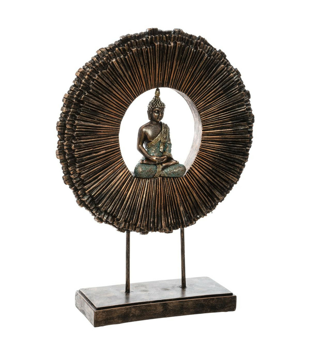 Sculpture décorative bouddha en résine sur support h 50 cm
