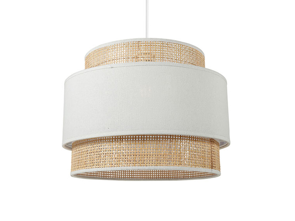 Suspension gigogne rotin blanc 3 abat-jour