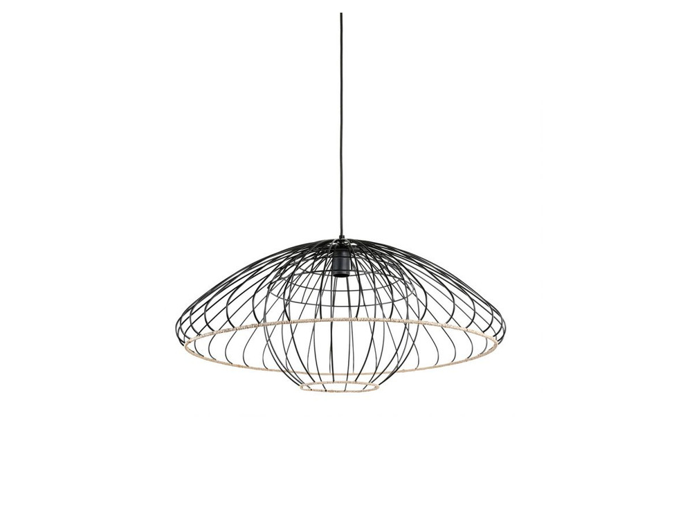 Suspension filaire métal et rotin neptune